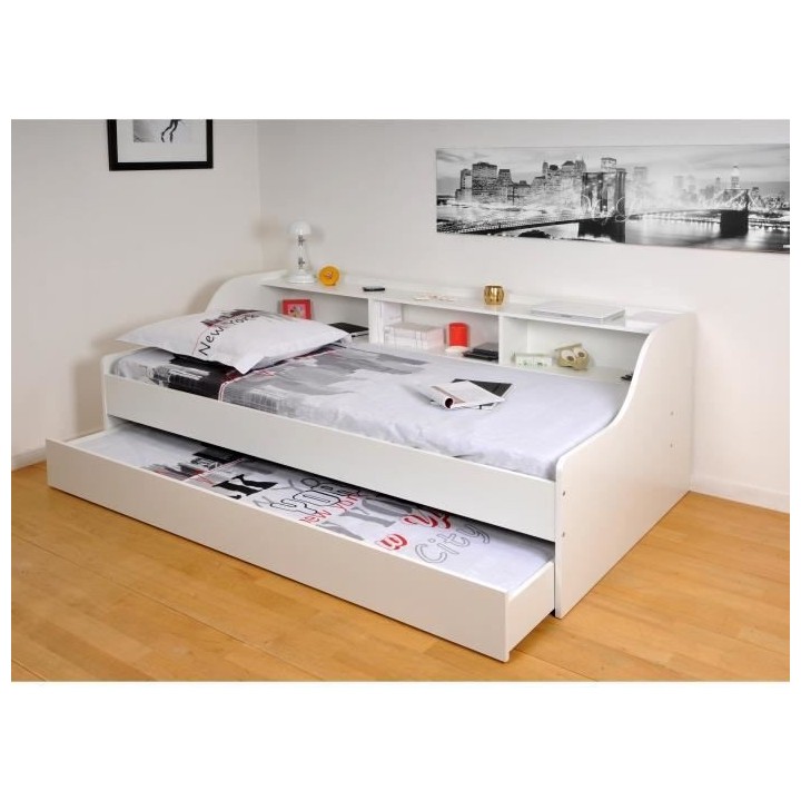 WEBER Palma Lit enfant 90 x 190 cm - Contemporain - Mélaminé blanc