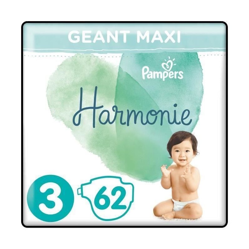 PAMPERS Harmonie - Taille 3 - 62 Couches