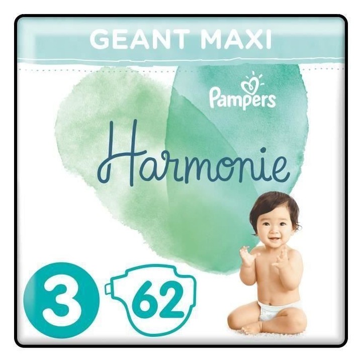 PAMPERS Harmonie - Taille 3 - 62 Couches