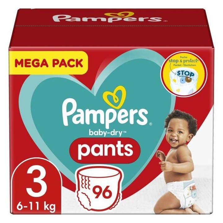 PAMPERS Baby-Dry Pants Taille 3 - 96 Couches-Culottes