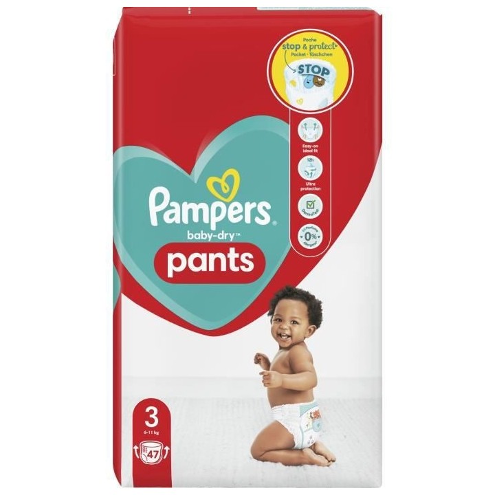 PAMPERS Baby-Dry Pants Taille 3 - 47 Couches-culottes