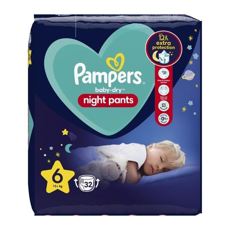 PAMPERS Baby-Dry Night Pants pour la nuit Taille 6 - 32 Couches-culottes