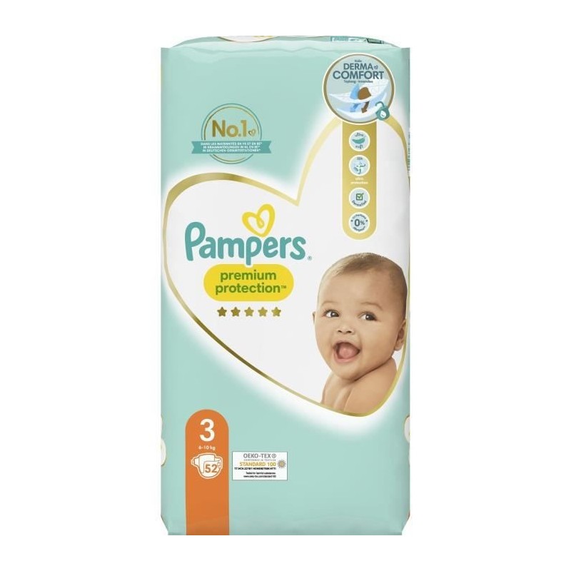 PAMPERS Premium Protection Taille 3 - 52 Couches