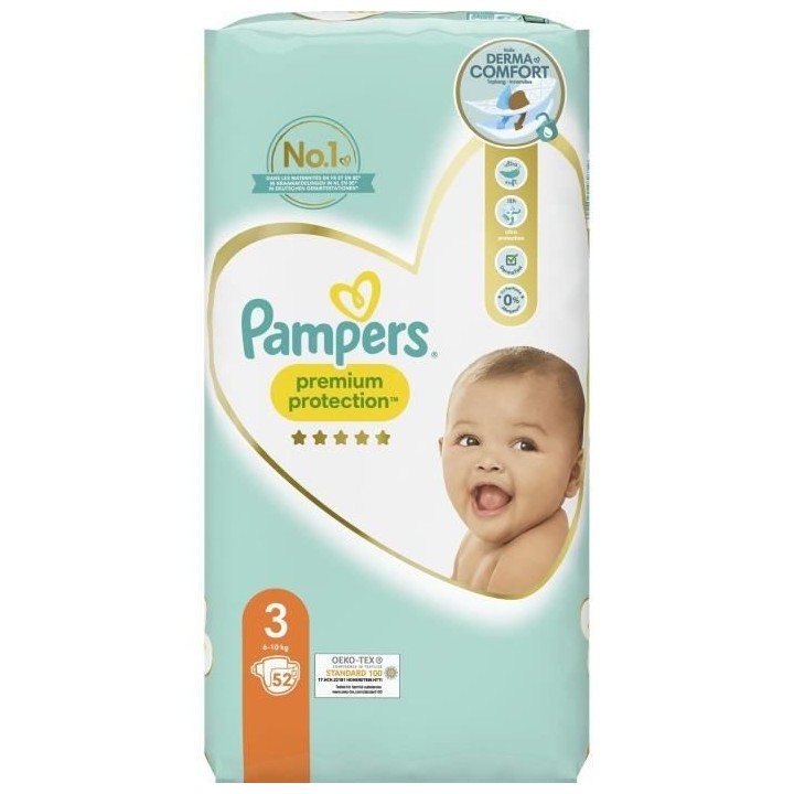 PAMPERS Premium Protection Taille 3 - 52 Couches