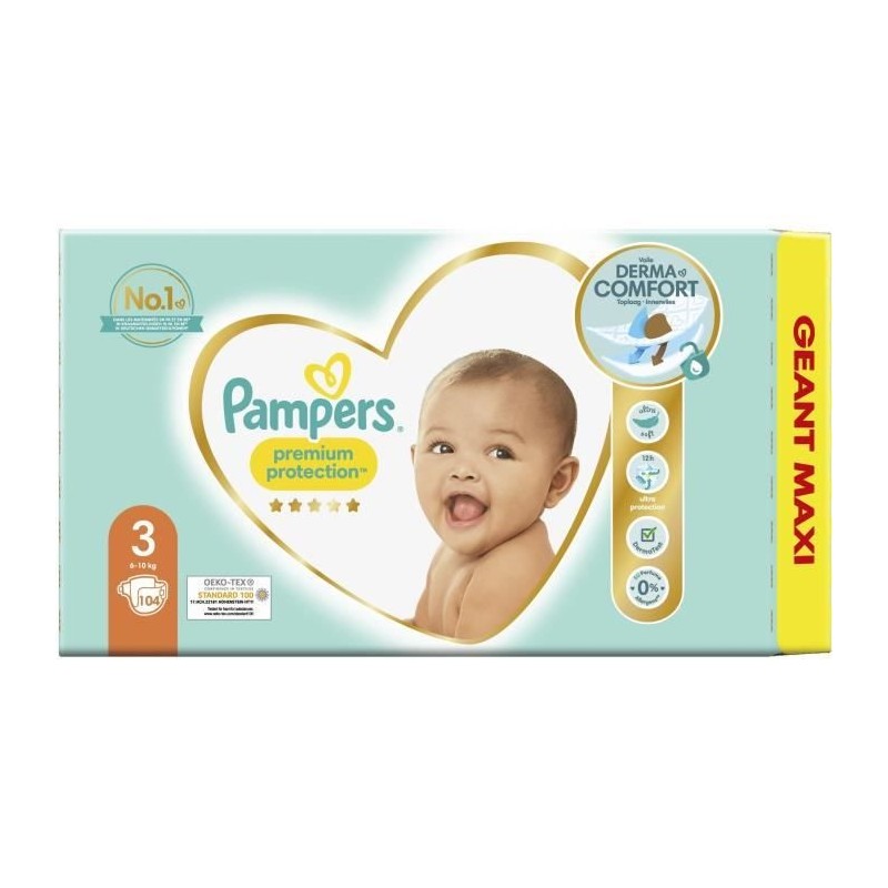 PAMPERS Premium Protection Taille 3 - 104 Couches