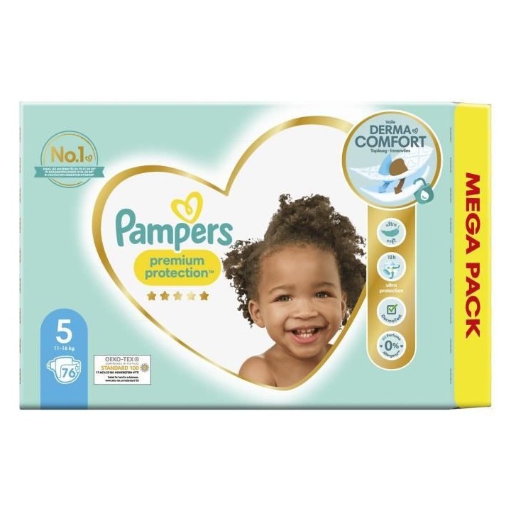 PAMPERS Premium Protection Taille 5 - 76 Couches