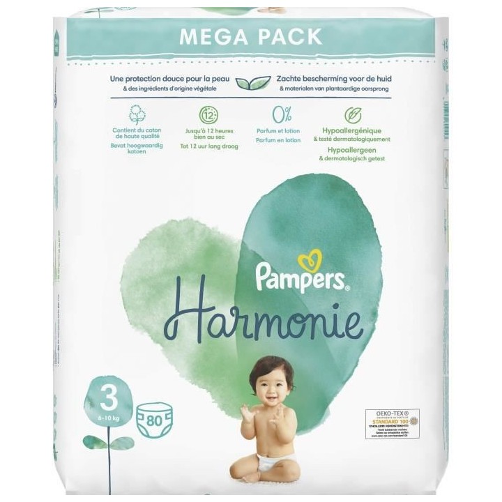 PAMPERS Harmonie Taille 3 - 80 Couches