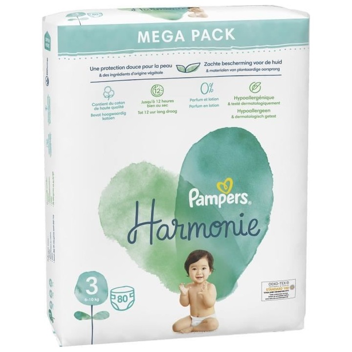 PAMPERS Harmonie Taille 3 - 80 Couches