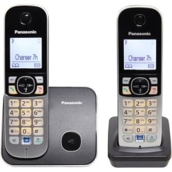 PANASONIC Téléphone résidentiel dect - TG6812 - Duo sans répondeur - Argent et noir