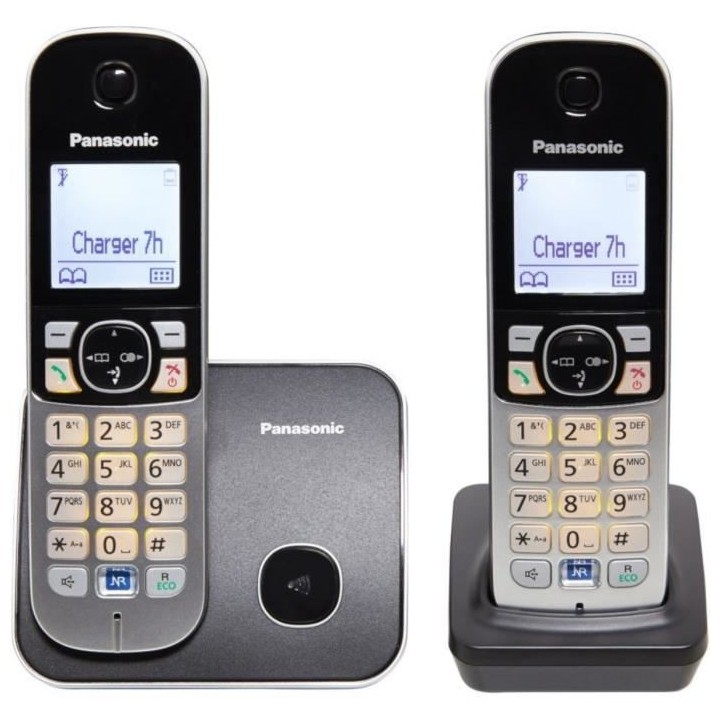 PANASONIC Téléphone résidentiel dect - TG6812 - Duo sans répondeur