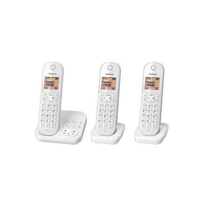 Téléphone sans fil PANASONIC DECT trio avec répondeur Blanc