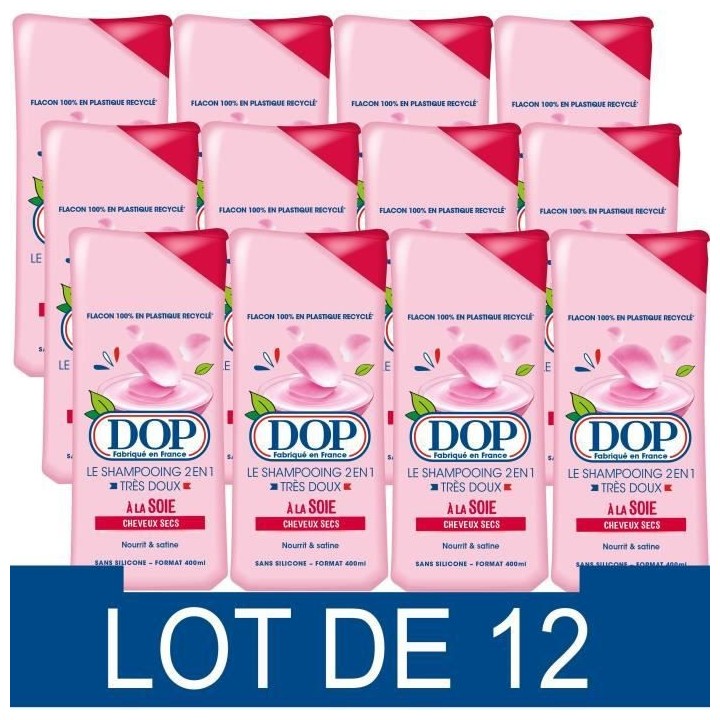 Shampooing Dop Cheveux tres secs Tres doux 2-en-1 Soie 400 ml x12