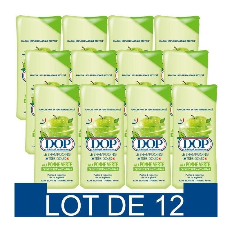 Shampooing Dop Cheveux gras Tres doux Pomme Verte 400 ml x12