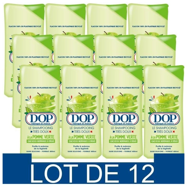 Shampooing Dop Cheveux gras Tres doux Pomme Verte 400 ml x12