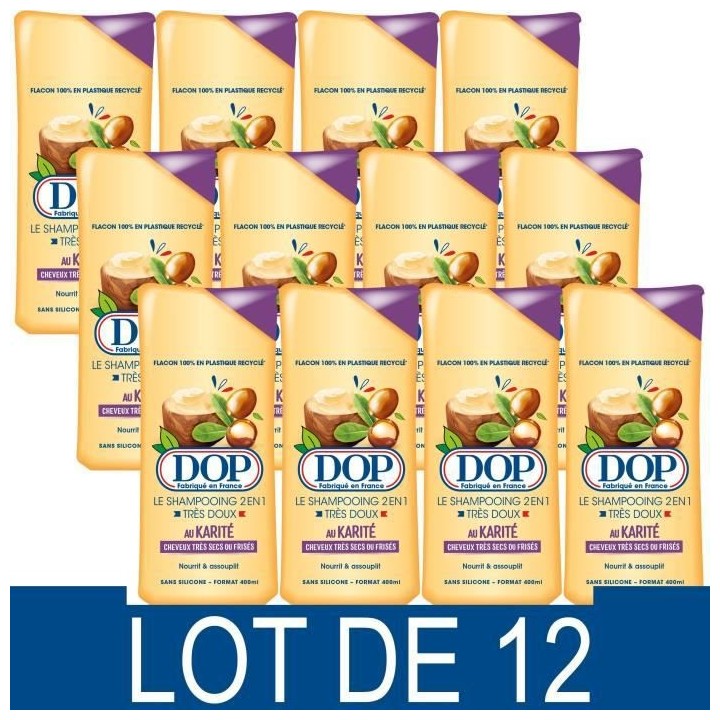 Shampooing Dop Cheveux tres secs Tres doux 2-en-1 Karité 400 ml x12