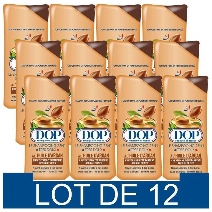 Shampooing Dop Cheveux secs ou frisés Tres doux 2-en-1 Huile d'Argan