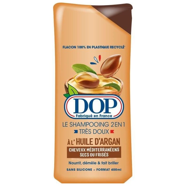 Shampooing Dop Cheveux secs ou frisés Tres doux 2-en-1 Huile d'Argan