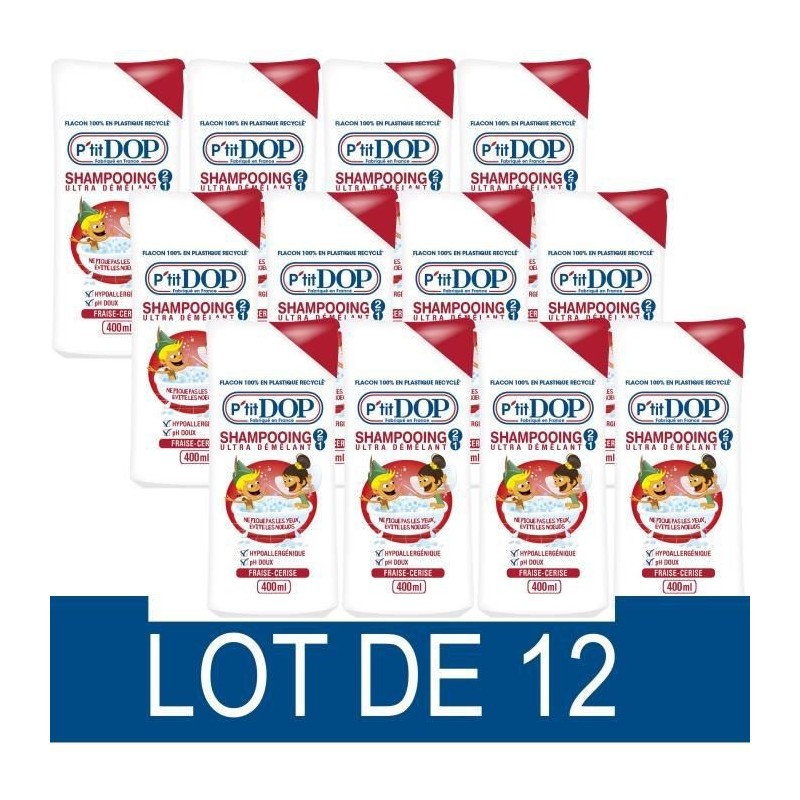 Shampooing Dop P'tit Dop Ultra Démelant Fraise-Cerise 400 ml x12