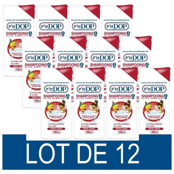 Shampooing Dop P'tit Dop Ultra Démelant Fraise-Cerise 400 ml x12