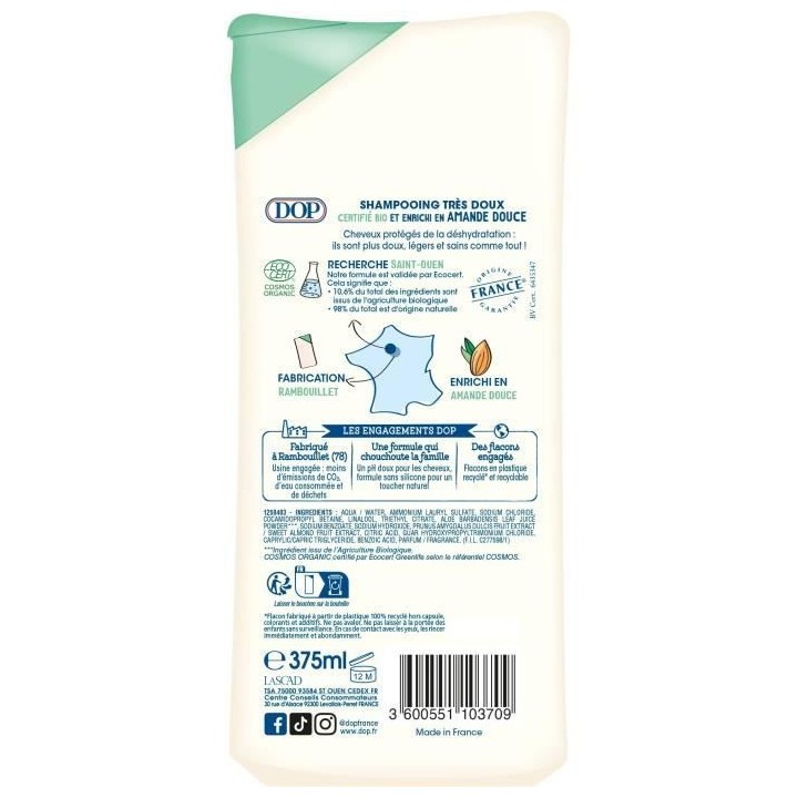 Shampooing Dop Classic Tres Douce Amande douce Bio 400 ml x12