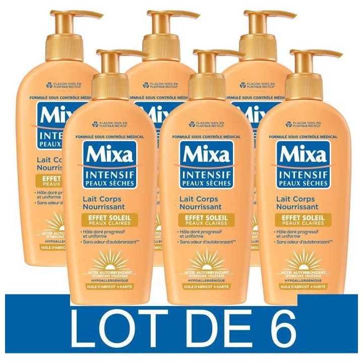 Lait corps autobronzant peaux claires - MIXA - Intensif - Peaux seches