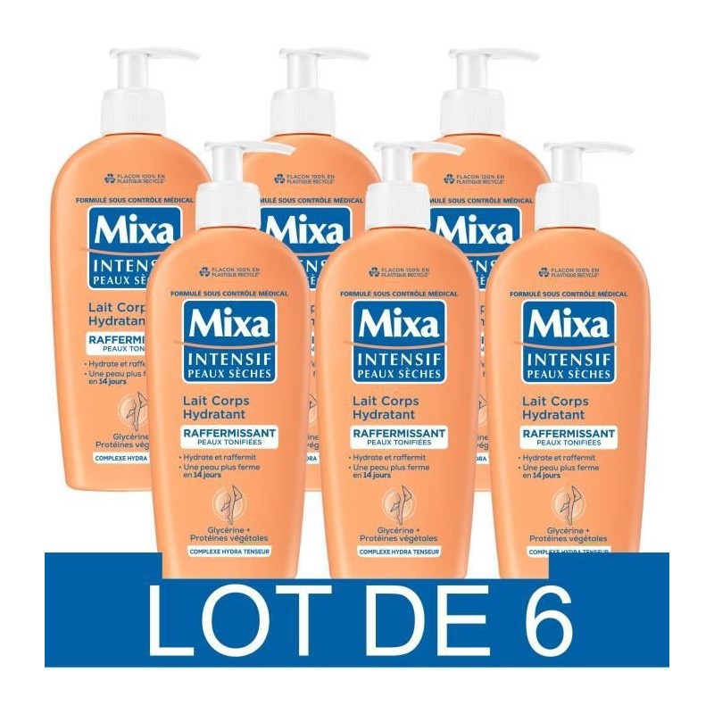 MIXA Intensif Lait corps hydratant raffermissant - Peaux seches - 250 ml x6