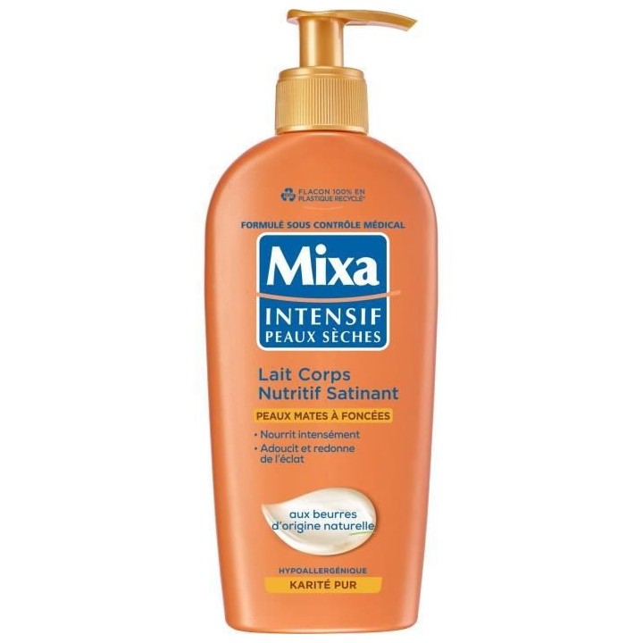 MIXA Intensif Lait corps nutritif satinant - Peaux seches - 250 ml x6