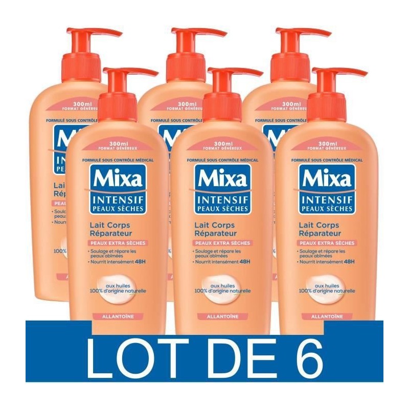 MIXA Intensif Lait corps réparateur Peaux seches - 300 ml x6