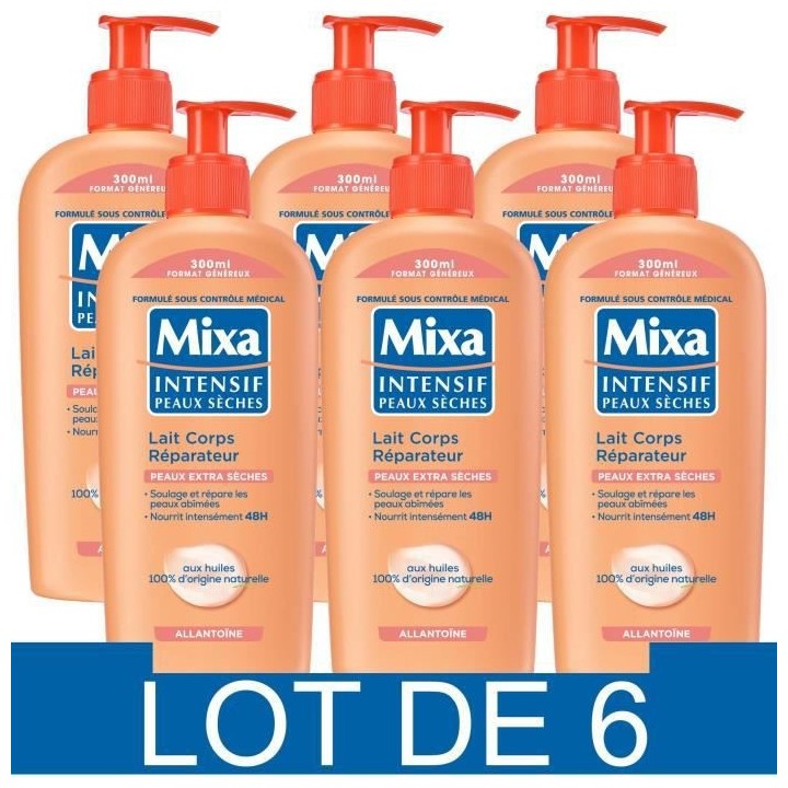 MIXA Intensif Lait corps réparateur Peaux seches - 300 ml x6