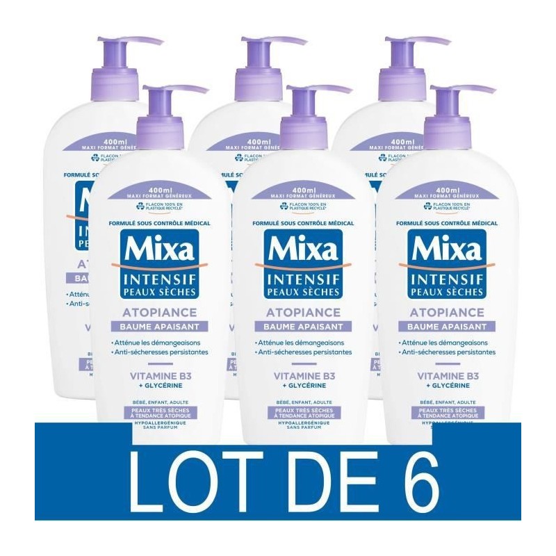 MIXA Intensif Baume Apaisant Atopiance Peaux Seches - 400 ml x6