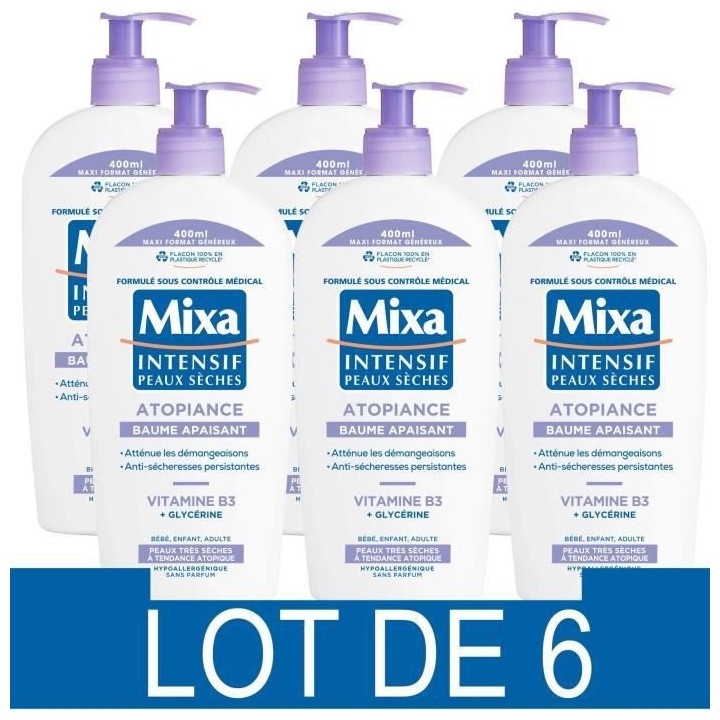 MIXA Intensif Baume Apaisant Atopiance Peaux Seches - 400 ml x6