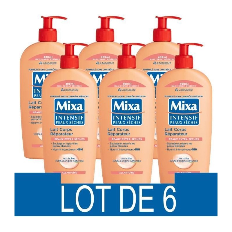 MIXA Intensif Lait corps réparateur Peaux seches - 400 ml x6