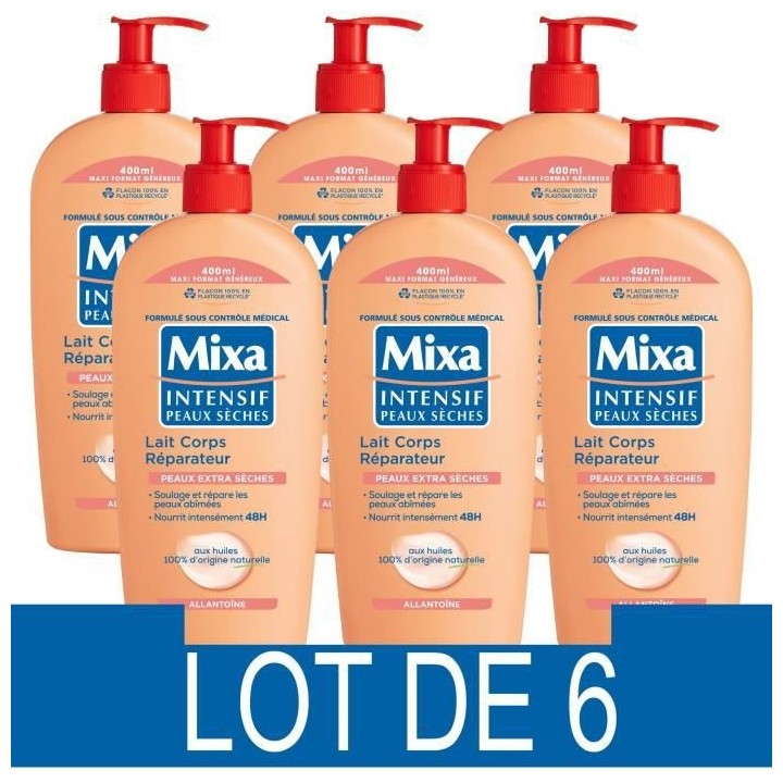 MIXA Intensif Lait corps réparateur Peaux seches - 400 ml x6
