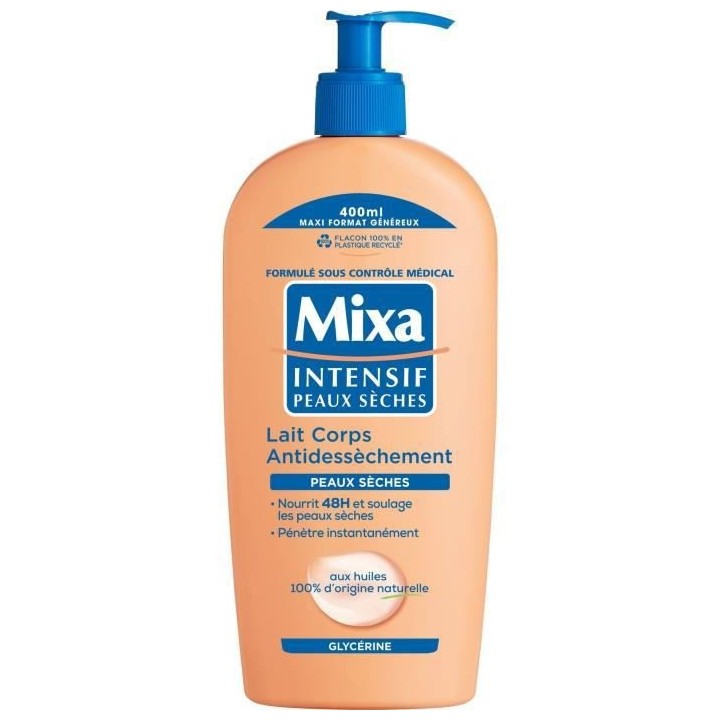 Lait corps antidessechement - MIXA - Intensif - Peaux seches - 400 ml