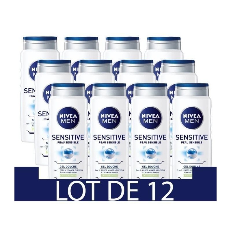 NIVEA Gel Douche Sensitive - 500ml - Lot de 12