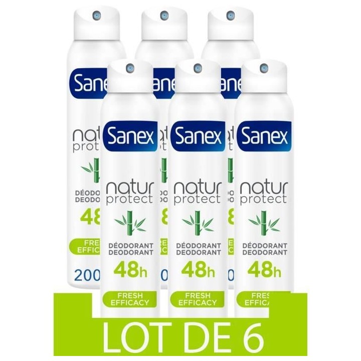 [Lot de 6] SANEX Déodorants naturels Natur Protect Fresh efficacité