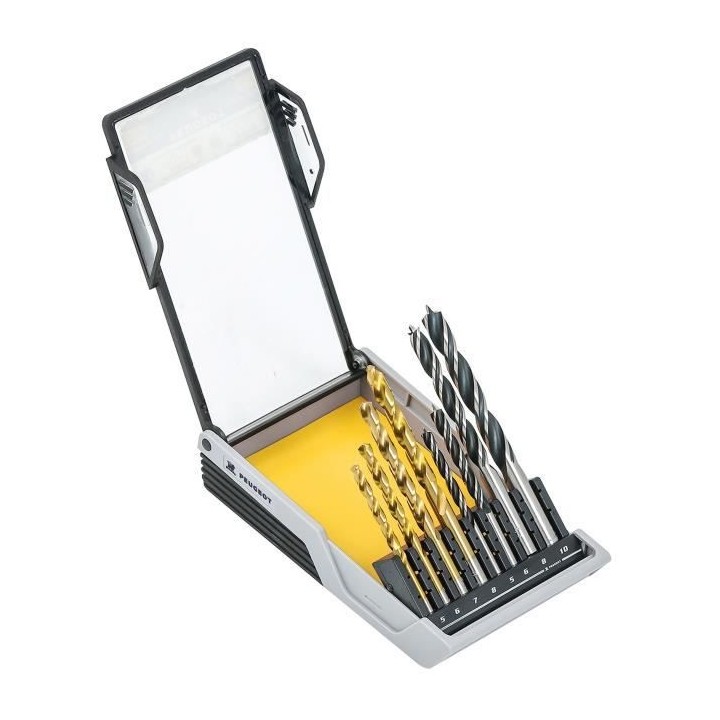 PEUGEOT Coffret mixte bois métal perçage - 8 pieces - Usage intensif