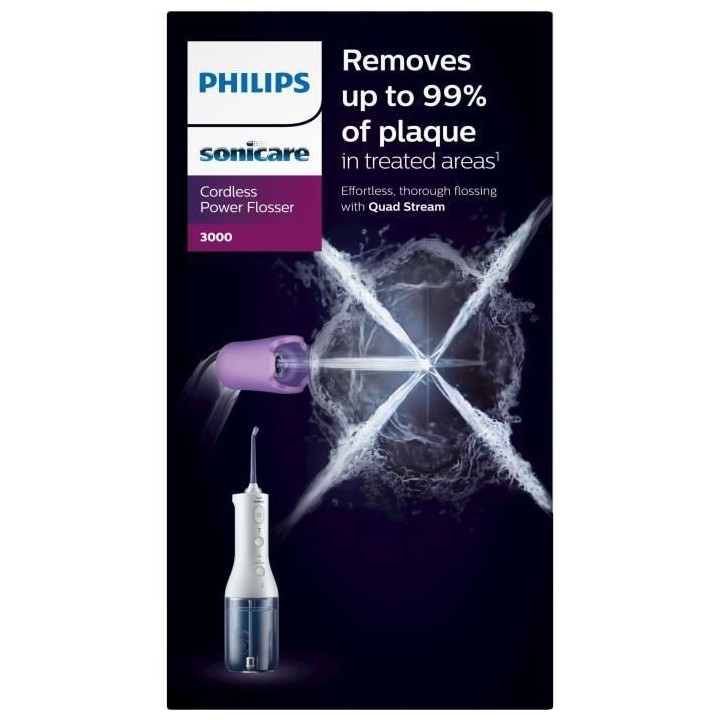PHILIPS SONICARE HX3806/33 Hydropulseur Power Flosser sans fil + 2 can