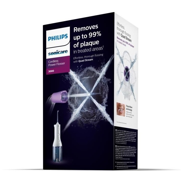 PHILIPS SONICARE HX3806/33 Hydropulseur Power Flosser sans fil + 2 can