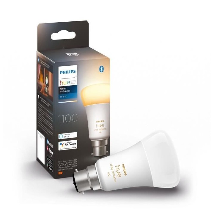 PHILIPS Hue White Ambiance - Ampoule LED connectée B22 équivalent 75