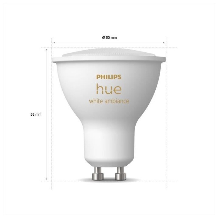 PHILIPS Hue White Ambiance - Ampoule LED connectée GU10 - Compatible