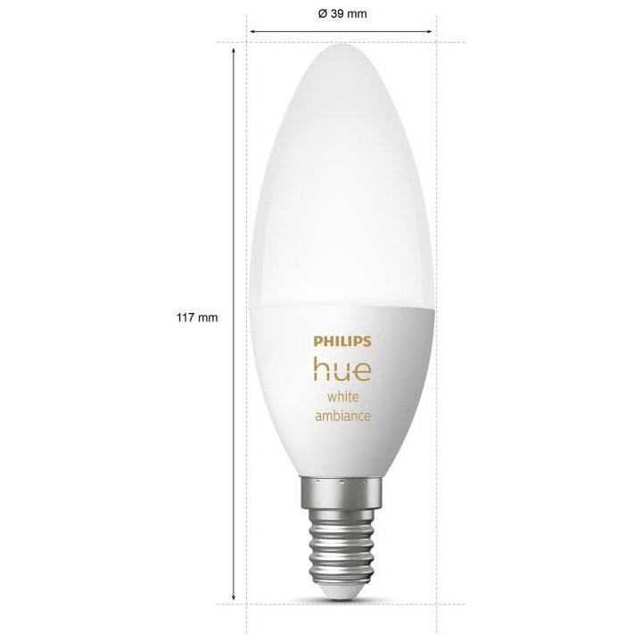 PHILIPS Hue White Ambiance - Ampoule LED connectée flamme E14 - 6W -
