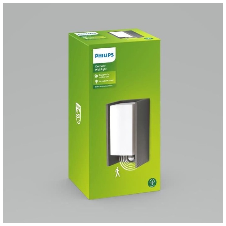 PHILIPS Applique murale BRIDGE - 15W - Détecteur de mouvement - Anthr