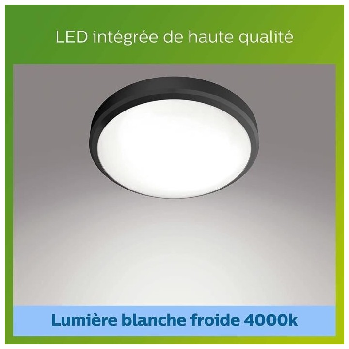 PHILIPS Plafonnier DORIS - 6W - 4000 Kelvin - IP54 - Noir