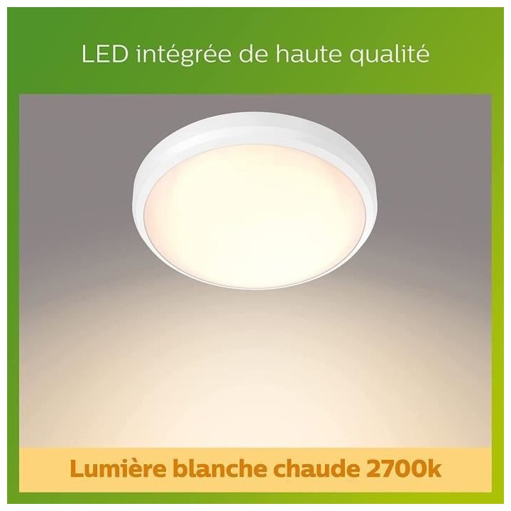 PHILIPS Plafonnier DORIS - 6W - 2700 Kelvin - IP54 - Blanc