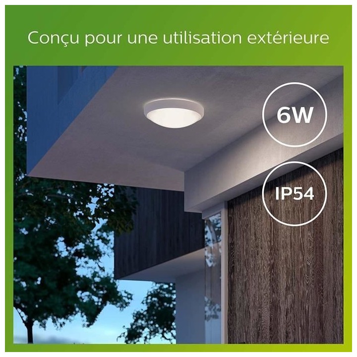 PHILIPS Plafonnier DORIS - 6W - 4000 Kelvin - IP54 - Blanc