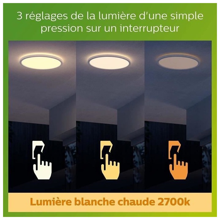 PHILIPS Plafonnier LED SUPERSLIM - 15W - Blanc