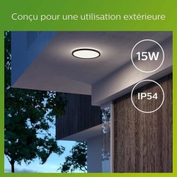 PHILIPS Plafonnier LED SUPERSLIM - 15W - 4000 Kelvin - IP54 - Noir