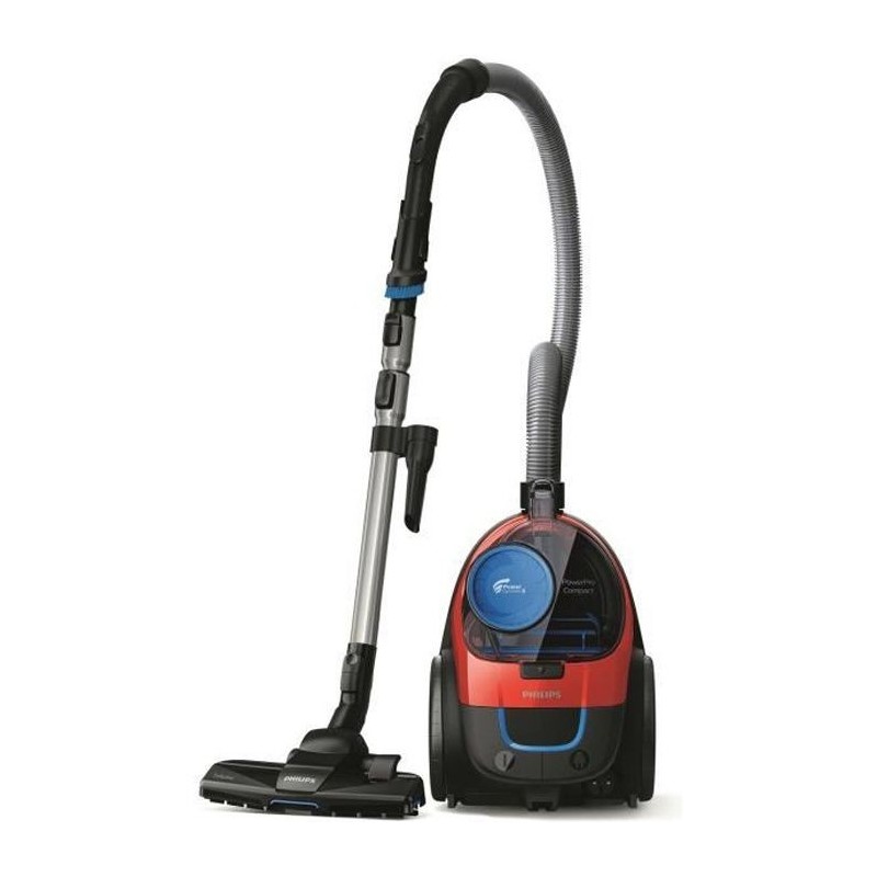 PHILIPS FC9330/09 Aspirateur traîneau sans sac PowerPro Compact - 900W - 76 dB - Filtre Anti-allergie -Rouge