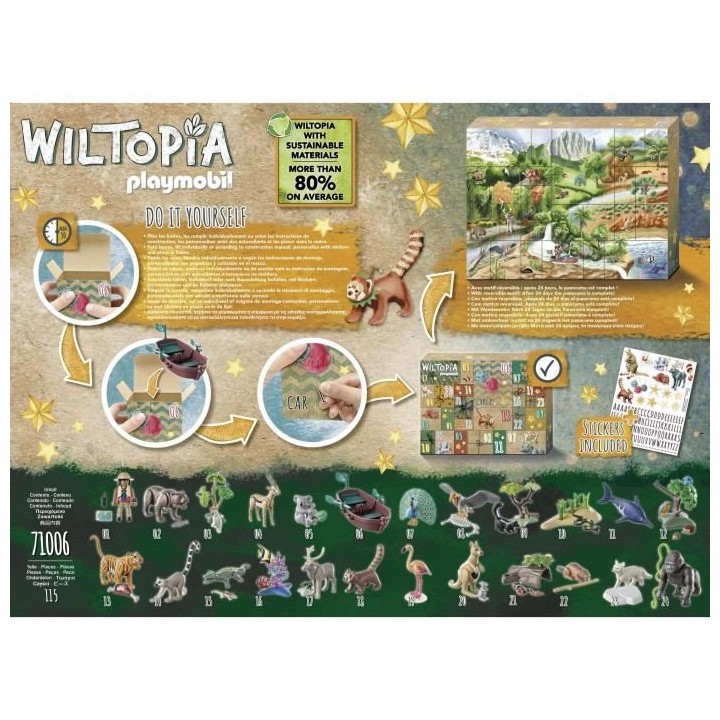 PLAYMOBIL - 71006 - Wiltopia - Calendrier de l'Avent Tour du Monde Ani
